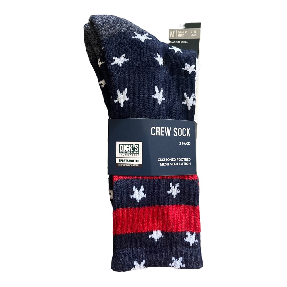 Dick’s Sporting Goods American Flag Patriotic Stars & Stripes Crew Socks 2 Pack